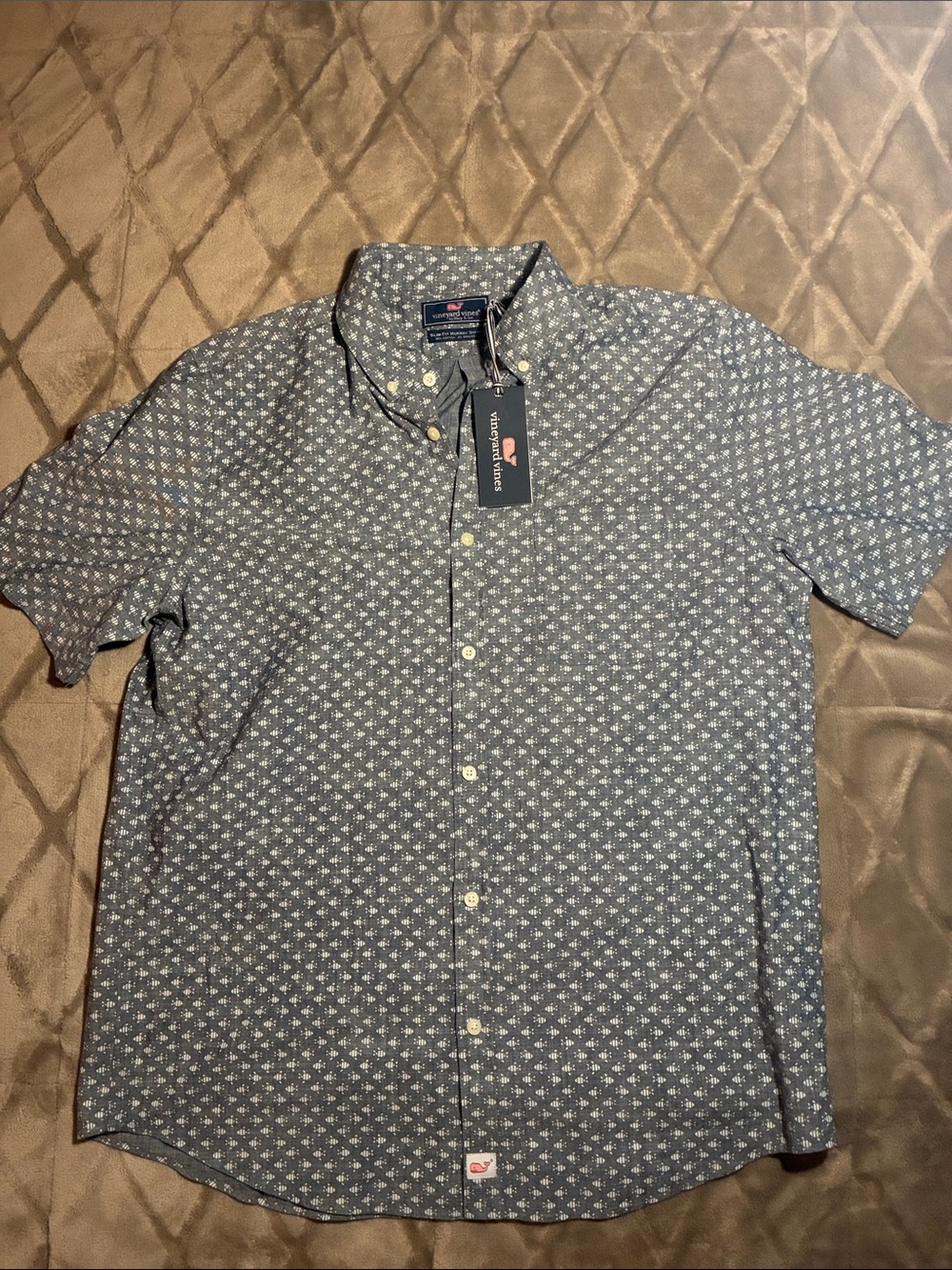 Vineyard Vines Navy Slim Fit Murray Shirt Short-Sleeve Button Down Sz L